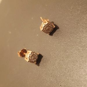 1/2 karat diamond studs, rose-gold plating